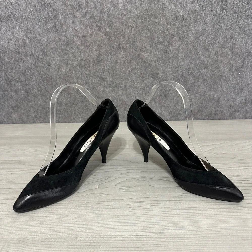 Amanda Smith Black Suede Leather Pointed Toe‎ Stiletto Heels Size 6.5